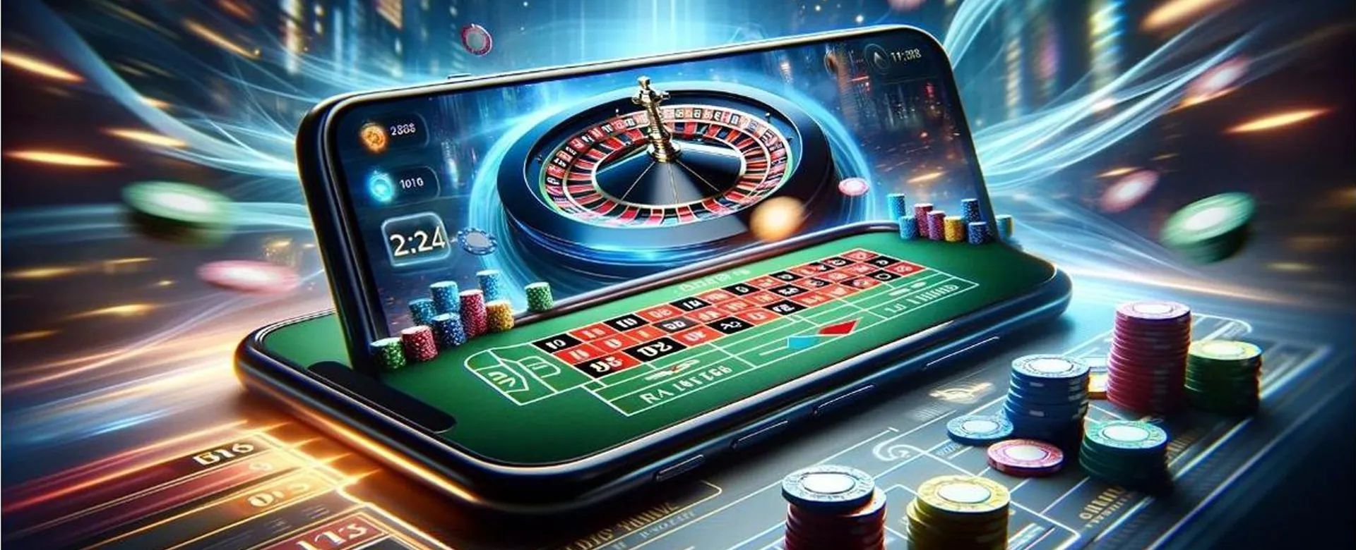 NustarGame online casino background with vibrant lights and gaming elements